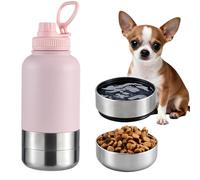 Cibaabo 32oz Insulated Dog Water Bottle with 2 Bowls for Small Dogs