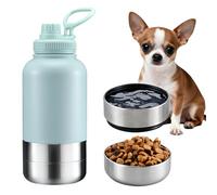 Cibaabo 32oz Insulated Dog Water Bottle with Bowls for Small Medium Dogs (Blue, 32oz)