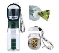 Cibaabo Dog Water Bottle with Food Container & Poop Bag Holder, Travel Water Bowl, Portable Pet Dispenser, Dog Stuff Accessories Items, Puppy Essentials Necessities for Yorkie Chihuahua Walking Hiking