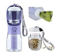 Cibaabo Dog Water Bottle with Food Container & Poop Bag Holder, Travel Water Bowl, Portable Pet Dispenser, Dog Stuff Accessories Items, Puppy Essentials Necessities for Yorkie Chihuahua Walking Hiking