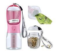 Cibaabo Dog Water Bottle with Food Container & Poop Bag Holder, Travel Water Bowl, Portable Pet Dispenser, Dog Stuff Accessories Items, Puppy Essentials Necessities for Yorkie Chihuahua Walking Hiking