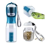 Cibaabo Dog Water Bottle with Food Container & Poop Bag Holder, Travel Water Bowl, Portable Pet Dispenser, Dog Stuff Accessories Items, Puppy Essentials Necessities for Yorkie Chihuahua Walking Hiking