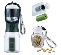 Cibaabo Dog Water Bottle with Food Container & Poop Bag Holder, Travel Water Bowl, Portable Pet Dispenser, Dog Stuff Accessories Items, Puppy Essentials Necessities for Yorkie Chihuahua Walking Hiking