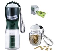 Cibaabo Dog Water Bottle with Food Container & Poop Bag Holder, Travel Water Bowl, Portable Pet Dispenser, Dog Gifts Stuff Accessories Items, Puppy Essentials for Yorkie Chihuahua Walking Hiking