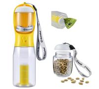 Cibaabo Dog Water Bottle with Food Container & Poop Bag Holder, Travel Water Bowl, Portable Pet Dispenser, Dog Stuff Accessories Items, Puppy Essentials Necessities for Yorkie Chihuahua Walking Hiking