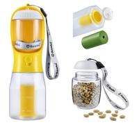 Cibaabo Dog Water Bottle with Food Container & Poop Bag Holder, Travel Water Bowl, Portable Pet Dispenser, Dog Stuff Accessories Items, Puppy Essentials Necessities for Yorkie Chihuahua Walking Hiking