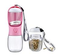 Cibaabo Dog Water Bottle with Food Container, Portable Pet Travel Water Food Bowls Dispenser, 300ml, Dog