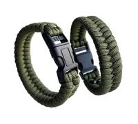 CIBBALIY 2 Army Green Paracord Bracelets 8.5" Braided Tactical Bracelet include Parachute Cord and Plastic Buckles for Hiking Travelling Camping, M, Plastic, no gemstone