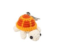 CIBBALIY Mini Handmade Crochet Turtle Keychain Crochet Animal Turtles for Keyring Charm Handbag Bag Purse Pendant, Orange, S