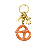 CIBBALIY Pretzel Keychain Charm with Gold Hardware, Orange Salt Design, 4.7 inch Length
