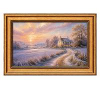 Cibiaini Vintage Gold Framed Winter Cottage Canvas Art, 8 x 12 inches