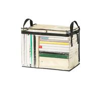 CIBOAN Clear Book Storage Bags Plastic Comic Books Organizer Collapsible Book Display Case with Lid and Lifting Handle suitable for books and toys,Size38x24x32cm/15x9x13inches
