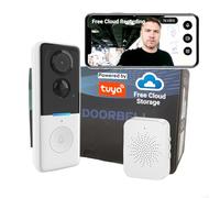 CIC SHOW Wireless Doorbell Camera with AI Human Detection, Lifetime Free Cloud Storage (No Subscription), 720P HD Night Vision, Two-Way Audio, Battery Powered, Tuya APP