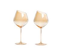 Cicano Set of 2 Crystal Wine Glasses Oblique Goblet Lead-free Stemware Long Handle for Champagne Home Bar Party Champ 014