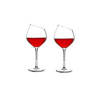 Cicano Set of 2 Crystal Wine Glasses Oblique Goblet Lead-free Stemware Long Handle for Champagne Home Bar Party Clear 014