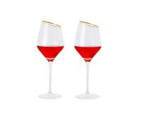 Cicano Set of 2 Crystal Wine Glasses Oblique Goblet Lead-free Stemware Long Handle for Champagne Home Bar Party Gold 001