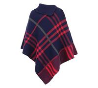 CICAY Womens Check Printed Poncho Ladies Stretch Knitted Collared Cape Wrap Shawl Jumper Poncho Top