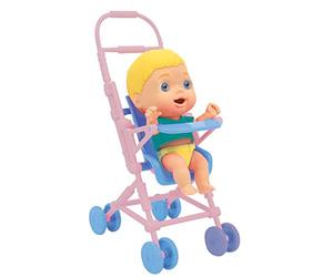 Cicciobello - Amicci Stroller with Character, Walking Door Cicciobello with his Stroller, Food kit and Diaper Colored, for Girls from 3 Years, CC018000, Giochi Preziosi