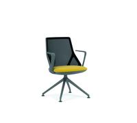 Cicero Raised Meeting Visitor Chair Black Raised Metal Base Fixed Arms