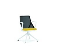Cicero Raised Meeting Visitor Chair White Raised Metal Base Fixed Arms