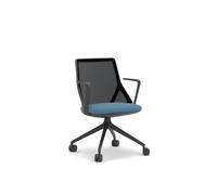Cicero Swivel Task Chair Black Raised Metal Base Fixed Arms