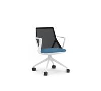 Cicero Swivel Task Chair White Raised Metal Base Fixed Arms