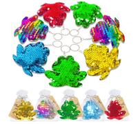 CiciBear 60 Pack Frog Double-Deck Flip Sequin Party Sets with 20 Keychains, 20 Thank You Tags and 20 Bags for Frog Party,Birthday,Carnival, Goodie Bag Stuffers, 5 Colors