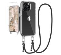 CICIBER Mobile Phone Chain Case for iPhone 16 Pro, Transparent Case with Cord, Rose Gold, Polycarbonate & TPU, Chain Case with Strap & Screen Protector, Hands-Free Necklace Design