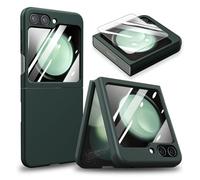 CICIBER Samsung Galaxy Z Flip 5 Case with Tempered Glass Screen Protector, Ultra Thin Matte Coating Case Hard PC Shockproof Bumper Anti-Slip Protective Skin Case for Samsung Z Flip 5, Green