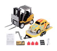ciciglow 1/64 Scale Remote Control Forklift,Full Proportional RC Forklift Toy,2.4Ghz Alloy RC Construction Vehicle Toy with Trailer Lights,Sound for Kids (Earth Yellow)