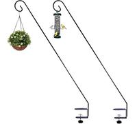 ciciglow 2pcs Heavy Duty Iron Deck Hook, 31.5in Extended, Black, Modern Style, Clamp On, 4 Hooks, for Railing, Outdoor Decorations, Bird Feeders