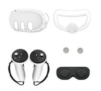 ciciglow 3 Silicone Face Cover Lens Protective Cover Set for VR Accessories 360-Degree Protection Anti-Light Leakage Enhanced Comfort for Gamers and Movie Lovers Black/White (white)