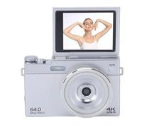 ciciglow 4K Digital Camera for Photography,64MP Vlogging Camera Support 16X Zoom Auto Focus,Retro Mirrorless with 2.88" Flip Screen for Travel (Silver)