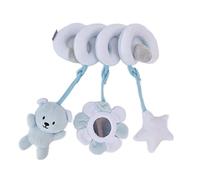 ciciglow Baby Plush Animal Stroller Toys,Spiral Activity Hanging Toys Ringing Bell Crib Stroller,Plush Take Along or Carrier Sensory (Blue Bear)