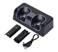 ciciglow Controller Charging Dock, Remote Battery Charger with Power Cord Stable Portable Dual Charging Station Dock for Wii Game Remote Control Battery(black)