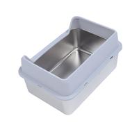 ciciglow Durable Stainless Steel Large Top Entry Cat Litter Box with High Fence, Rust Resistant Metal Litter Pan for Big Cats, Easy Access Cleaning, for Cat Lovers (Light Gray)