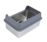 ciciglow Durable Stainless Steel Large Top Entry Cat Litter Box with High Fence, Rust Resistant Metal Litter Pan for Big Cats, Easy Access Cleaning, for Cat Lovers (Dark Gray)