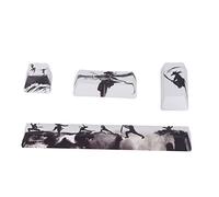 ciciglow Keycaps, 4Pcs DIY Keycaps Kit PBT Cartoon Pattern Five Sides Sublimation Custom Keycap Space/ESC/Enter/Numpad Enter Keycap for Mechanical Keyboard