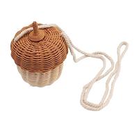 ciciglow Kids Rattan Storage Basket, Hand Woven Acorn Shaped Basket Small Rattan Storage Basket Bag for Boys Girls Photography Props (Small Shoulder Bag)