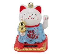 ciciglow Lucky Cat Ornament, Lucky Waving Cat Light Energy Sensing Chinese Welcome Cat Ornament for Home Cars Ornament Bright Colors Fortune Cat (Blue)
