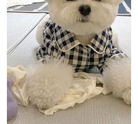 ciciglow Pet Plaid Cotton Sleepwear Soft Comfortable Dog Pajamas for Puppy Cat with Back Pocket Spring Summer (Deep Blue L 30cm/11.8in Length, 40cm/15.7in Bust,)