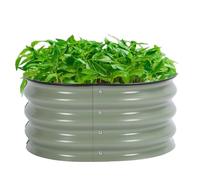 ciciglow Raised Garden Bed, 60x60x28cm Bottomless Metal Raised Bed Planter Garden Boxes Kit for Gardening, Herb, Growing Fruits (Light Green)