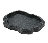Reptile Feeder,Reptile Rock Food Dish,Terraium Bowl Plastic Shallow Reptile Feeder for Food and Water Feeding Dish for Lizard Gecko Bearded Dragon Chameleon(M-Moyu Green)