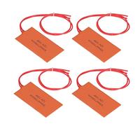 ciciglow Silicone Heater Pad, 4PCS Flexible Heating Mat 12V 15W Pail Heater, 120-150℃ Bucket Heater for Pipe Valve Instrument Tank, 50 X 100mm