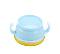 ciciglow Smooth Edge Bowl for Baby Learning to Eat, Double Handle Design, Soft Silicone Cover, Blue/Pink [Applicable Scene: Kids] (Blue)