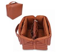 ciciglow Travel Makeup Bag, Large Capacity Cosmetic Bags for Women, Fold Down Water Proof Toiletry Bag, Pull Open Design, Brown, Common