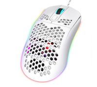ciciglow Wired Gaming Mouse, X600 Wired USB Computer Mouse, 8000DPI RGB Backlight Corded Mouse for Computers Gaming Devices, 6 Programming Buttons, Office and Home Mice (White)