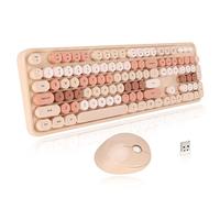 Ciciglow Wireless Keyboard and Mouse Combo, Sweet Milk Tea Color Mixed Color, 104 Keys, Membrane with High Key Design, USB, Windows XP/7/8/10, Home Office Work/Gaming/General Use