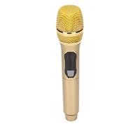 ciciglow Wireless Microphone, Handheld Wireless Microphone 6.35mm/3.5mm Wireless Mic with LED Screen for Outdoor Home Conference (Golden)