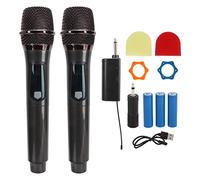 ciciglow Wireless Microphone, USB Rechargeable Metal Dual Handheld Cordless Dynamic Mic System with Receiver for Karaoke Wedding Party Singing, Auto Connect